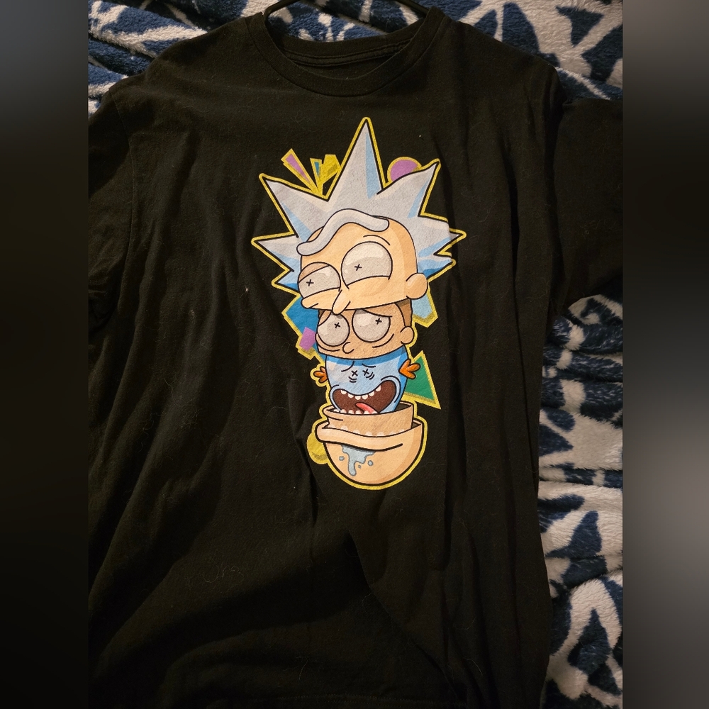 Black Graphic T-Shirt with Cartoon Design